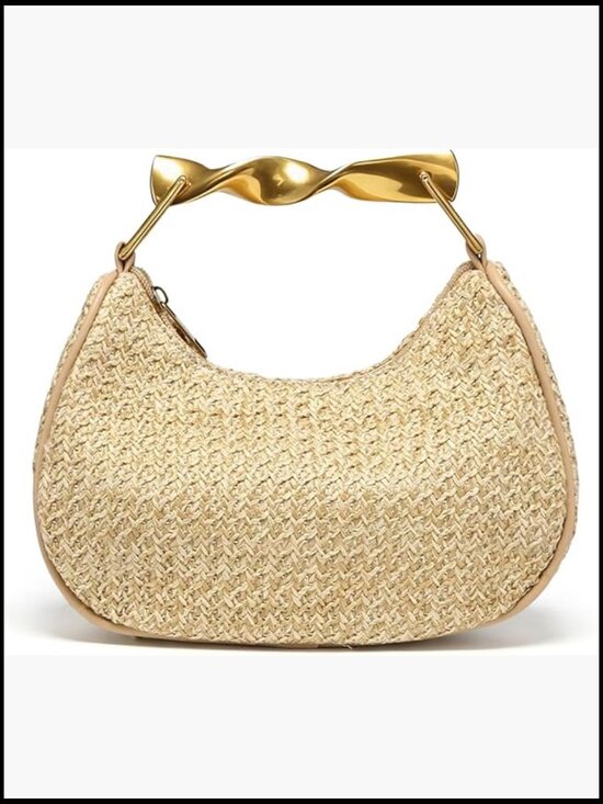 Handbags - Boho Chic Woven Straw Hobo Tote Handbag Mini Summer Beach Purse